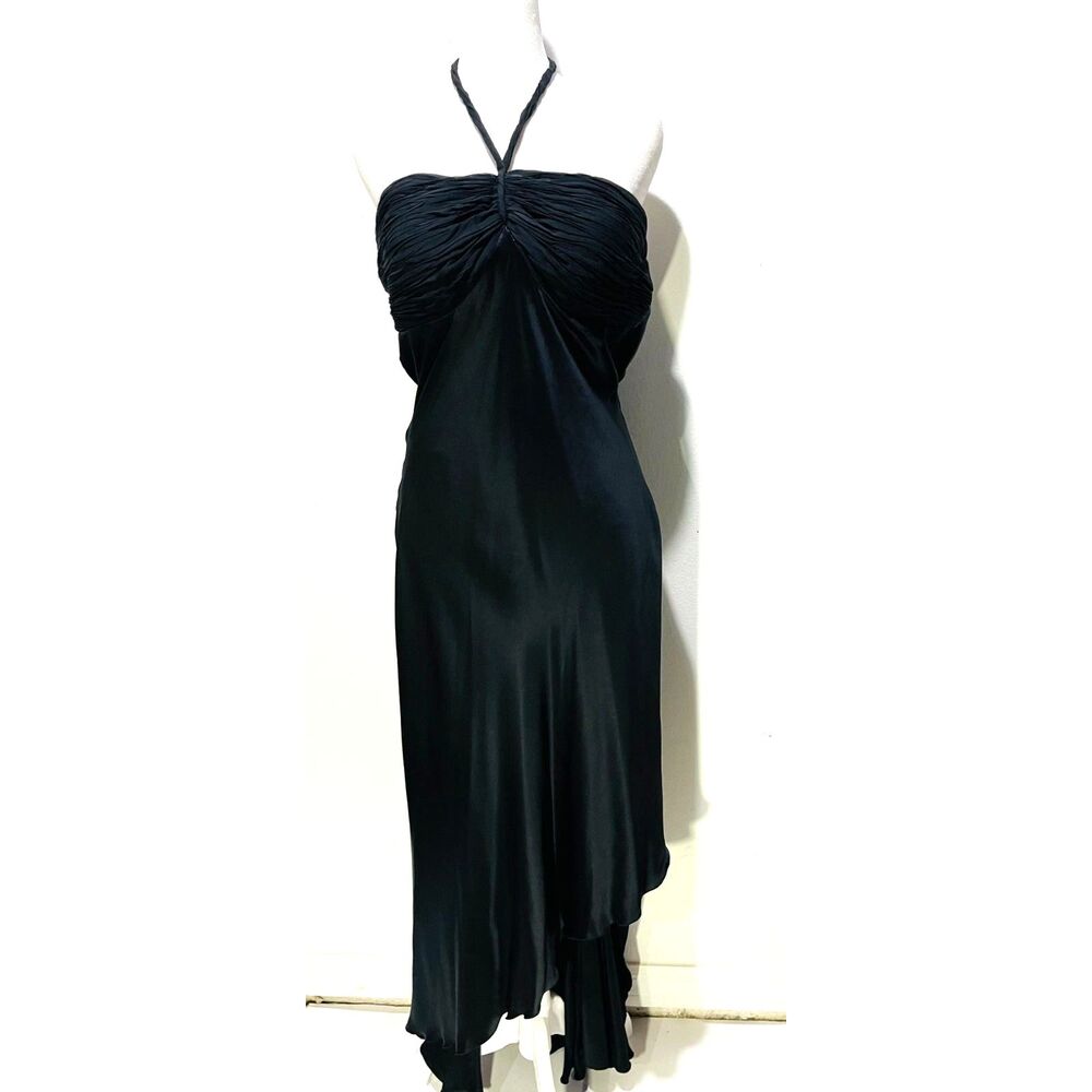 White House Black market silk dress Y2K high & low hem witchy whimsygoth women M